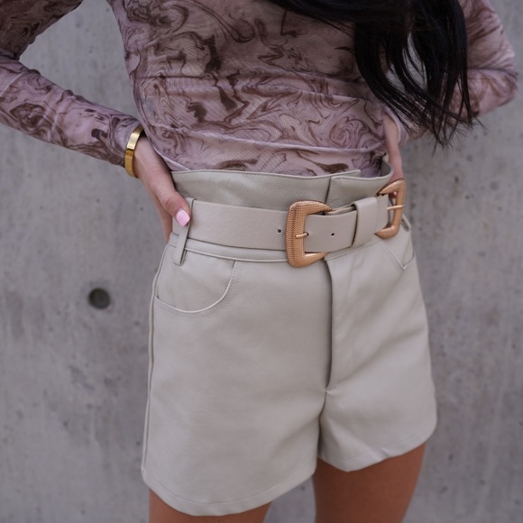 Faux Leather Shorts w removable belt🔥 - Picture 2 of 5